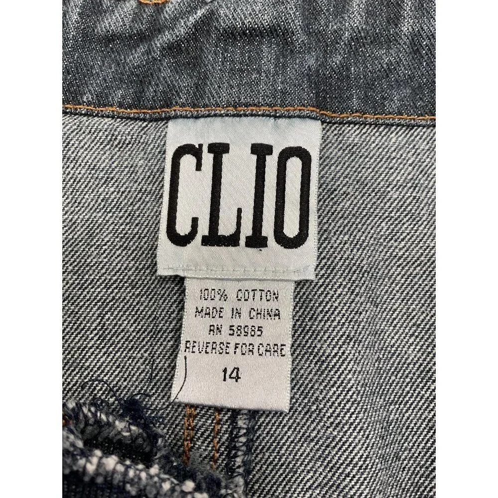 Clio Vintage Denim Skirt Ribbon Tie Front Mid-Length Size M 90s Grunge